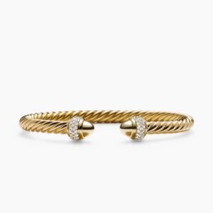 Cable Bracelet 18K Yellow Gold with Diamonds, 5mm