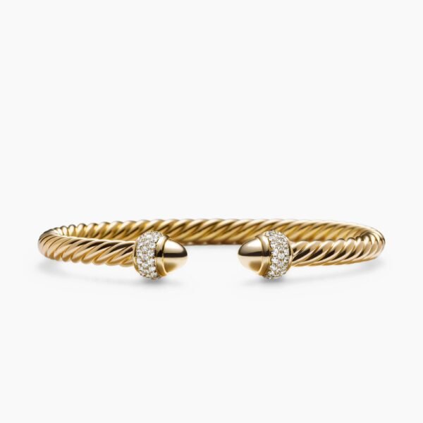 Cable Bracelet 18K Yellow Gold with Diamonds, 5mm