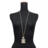 Double C Logo Rhinestone Long Pendant Necklace