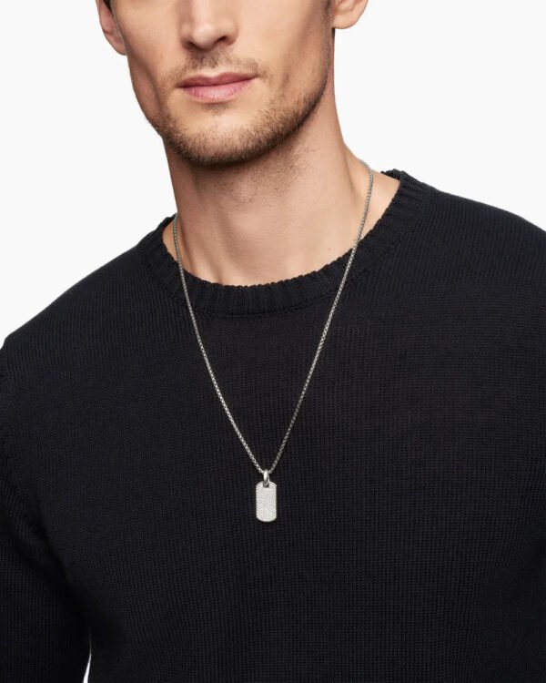 20962CEC-A7BA-9999-B911-41C387181D61.jpg Chevron Tag Sterling Silver with Diamonds, 27mm