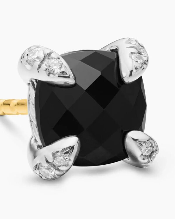 Petite Chatelaine&reg; Stud Earrings Sterling Silver with Black Onyx and Diamonds