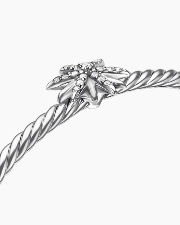 Starburst Center Station Bracelet Sterling Silver with Diamonds, 3mm