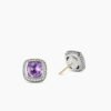 Albion Stud Earrings Sterling Silver with Amethyst and Diamonds, 7mm