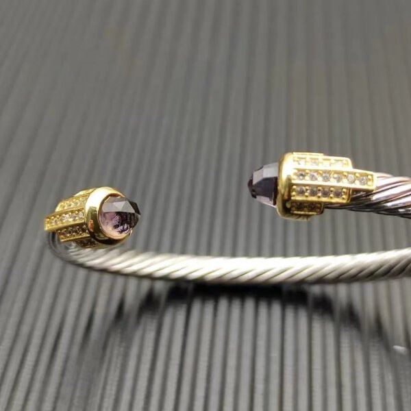 Cable Bracelet with Amethyst & Diamond Accents  5mm