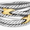 23853E88-1029-6260-F1FF-EC13AB01A158.jpg Double X Crossover Ring Sterling Silver with 18K Yellow Gold - 6