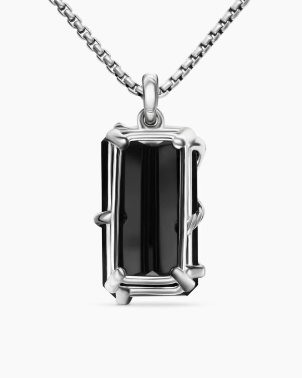 Cable Wrap Amulet Sterling Silver with Black Onyx and Diamonds, 32mm