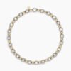 Oval Link Chain Necklace Sterling Silver with 18K Yellow Gold, 16mm