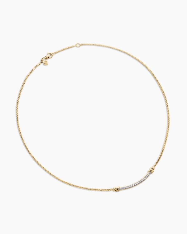 Petite Helena Wrap Station Necklace 18K Yellow Gold with Diamonds, 29mm