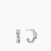 Petite X Hoop Earrings Sterling Silver with Pav&eacute; Diamonds, 12.6mm