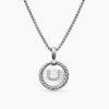 Initial Charm Necklace Sterling Silver with Diamond U