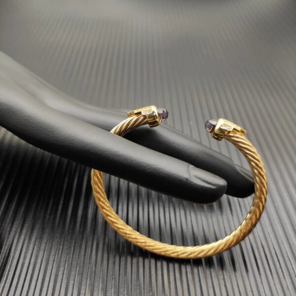 Cable Bracelet with Amethyst  & Diamond Accents  5mm