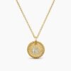Initial Charm Necklace 18K Yellow Gold with Diamond K