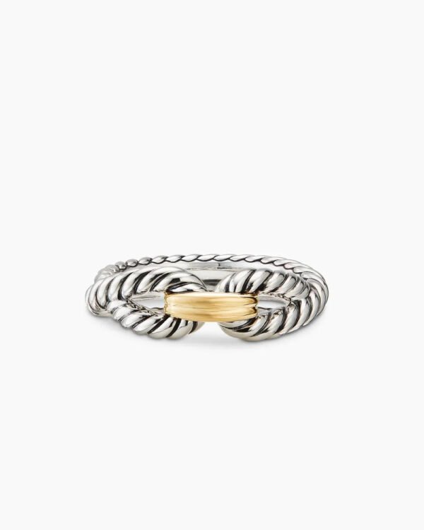2655F2BC-3A59-F1E2-049E-196B0F9F9A0B.jpg Cable Loop Band Ring Sterling Silver with 18K Yellow Gold, 7mm