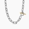DY Madison&reg; Toggle Chain Necklace Sterling Silver with 18K Yellow Gold, 11mm