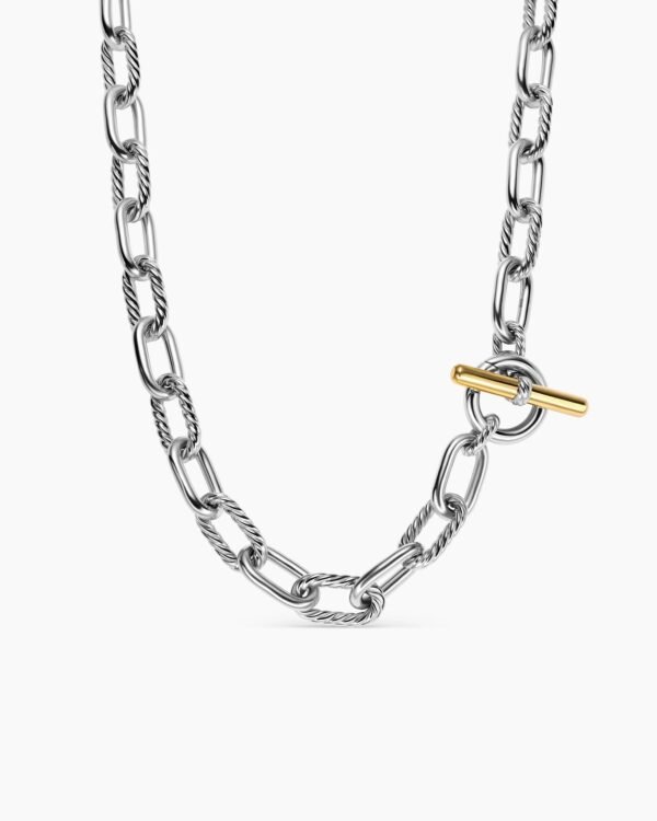 DY Madison&reg; Toggle Chain Necklace Sterling Silver with 18K Yellow Gold, 11mm