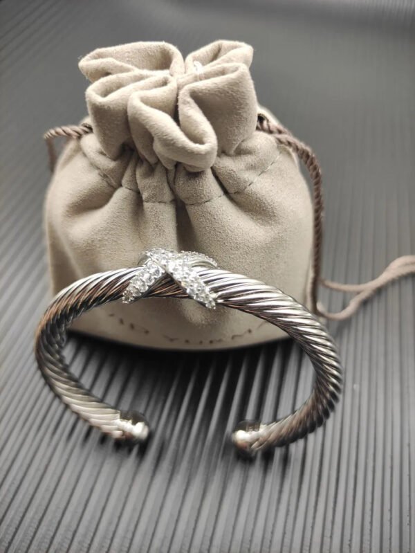 X Classic Cable Station Bracelet in Sterling Silver with Diamonds??mm