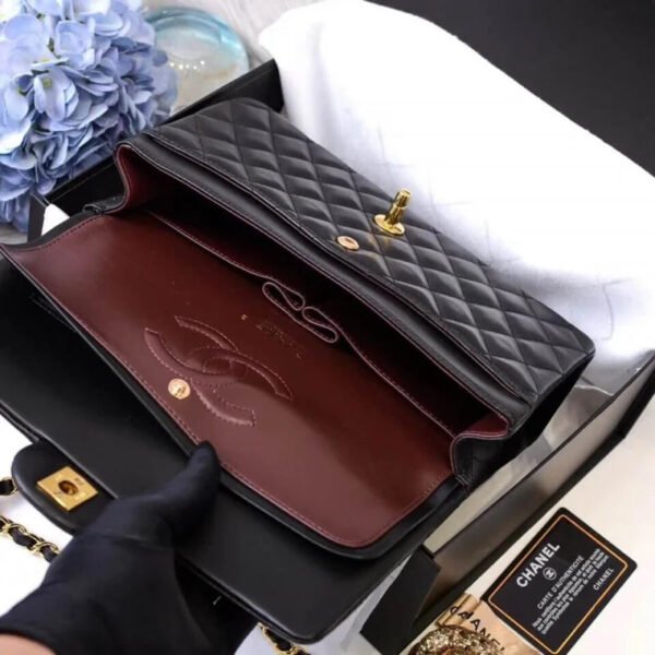 Chanel 1112 Black Medium Size 2.55 Lambskin Leather Flap Bag