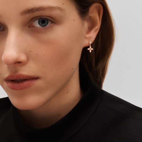 Idylle Blossom Ear Stud, Pink Gold And Diamond - Per Unit