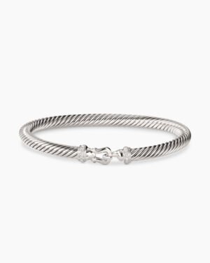 Buckle Classic Cable Bracelet Sterling Silver with Diamonds, 5mm