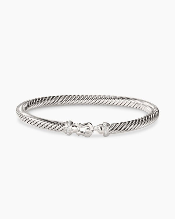 Buckle Classic Cable Bracelet Sterling Silver with Diamonds, 5mm