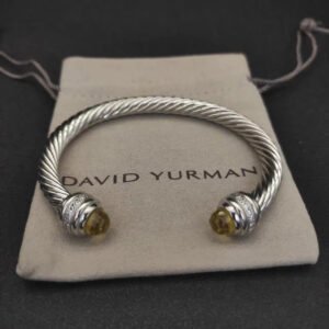 272C88CC-812D-A8BD-C904-2FC2684CB765.jpg Classic Cable Bracelet Sterling Silver with Citrine and Diamonds, 7mm