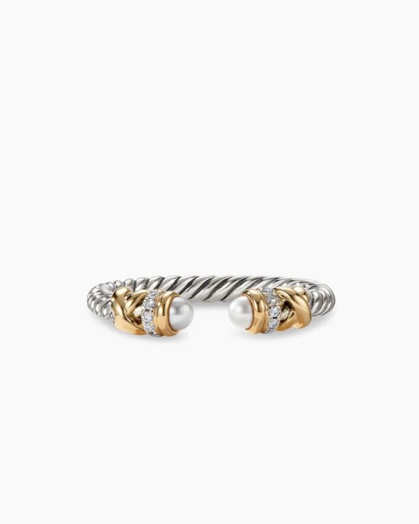273F49D6-D8E1-E1BF-ACD7-727F1D27185B.jpg Petite Helena Ring Sterling Silver with 18K Yellow Gold, Pearls and Diamonds, 2.5mm