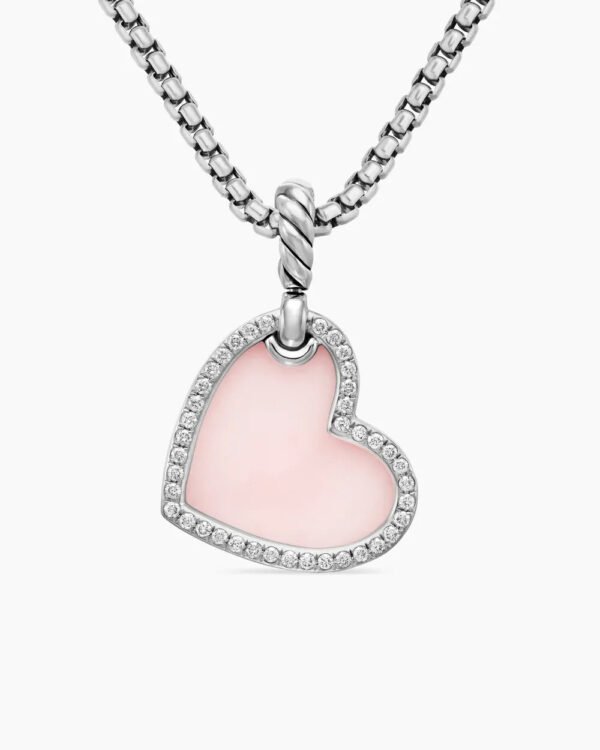 DY Elements&reg; Heart Amulet Sterling Silver with Pink Opal and Diamonds