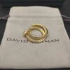 Pav&eacute; Crossover Hoop Earrings 18K Yellow Gold with Diamonds