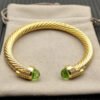 7mm Cable Bracelet with Peridot & Diamond Accents