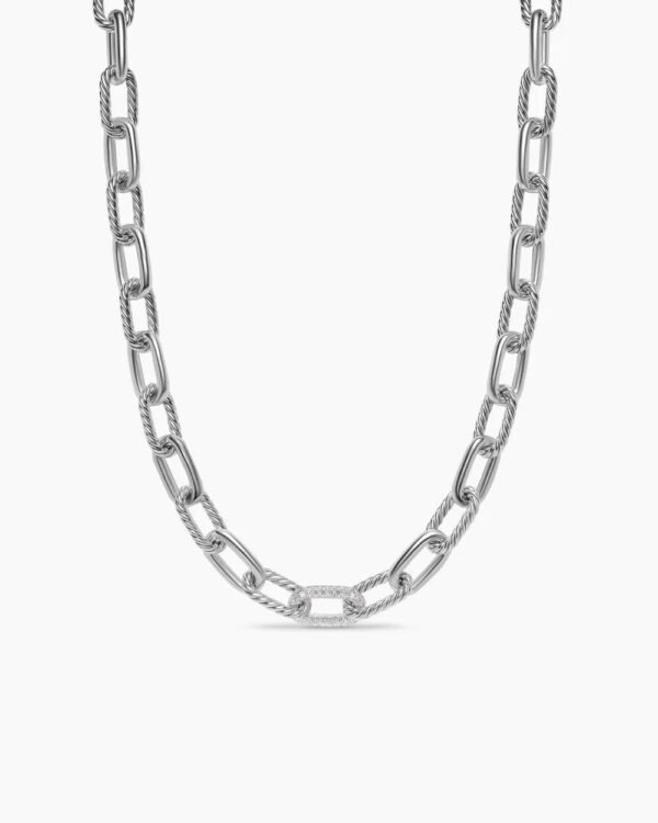 DY Madison&reg; Chain Necklace Sterling Silver with Diamonds, 11mm