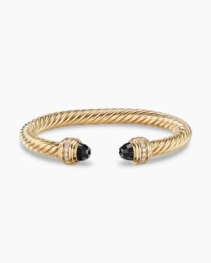 28DBD1D1-63A3-682F-44CD-85B6D1ED6FCE.jpg Classic Cablespira Bracelet 18K Yellow Gold with Black Onyx and Diamonds, 7mm