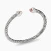 Classic Cable Bracelet Sterling Silver with Morganite and Diamonds, 5mm