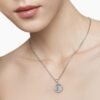 Initial Charm Necklace Sterling Silver with Diamond O