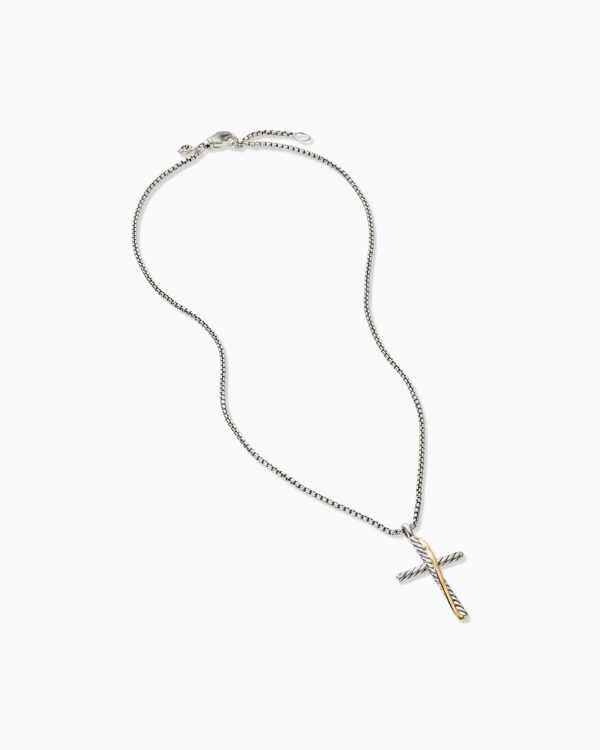 29475811-59D1-7FE4-BC2D-2F1199FAB872.jpg Crossover Cross Necklace Sterling Silver with 18K Yellow Gold, 35.6mm