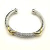 X Classic Cable Station Bracelet Sterling Silver with 14K Yellow Gold, 7mm
