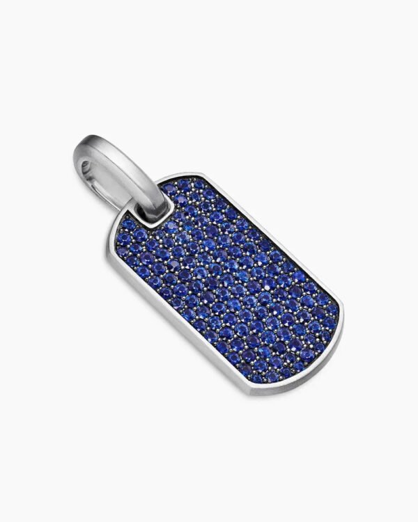 29EDAE2F-BBAC-C5BC-A0B0-A0AB68AA12F7.jpg Chevron Tag Sterling Silver with Sapphires, 27mm