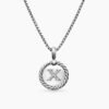 Initial Charm Necklace Sterling Silver with Diamond X