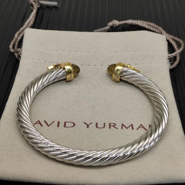 7mm Cable Bracelet with Brown & Diamond Accents ??Gold Cap