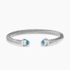 2A5421C5-028B-7855-7ABA-11F386F7BD7C.jpg Classic Cable Bracelet Sterling Silver with Blue Topaz and Diamonds, 5mm