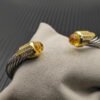 7mm Cable Bracelet with Citrine & Diamond Accents ??Gold Cap