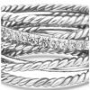 Crossover Wide Diamond Stacked Ring - 6