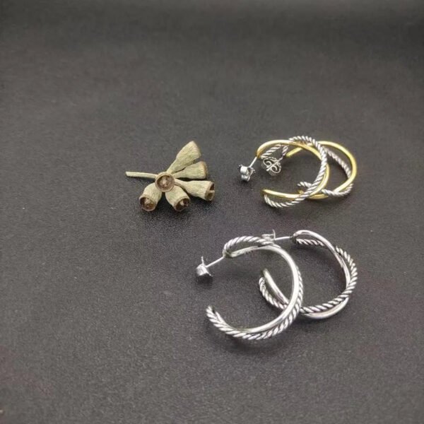 Crossover Hoop Earrings Sterling Silver with 18K Yellow Gold 33.7mm - Gold