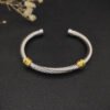 David Yurman 5mm 18k Gold and Sterling Silver Diamond Station Cable Bracelet