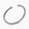 Classic Cable Bracelet Sterling Silver with 14K Yellow Gold Domes, 5mm