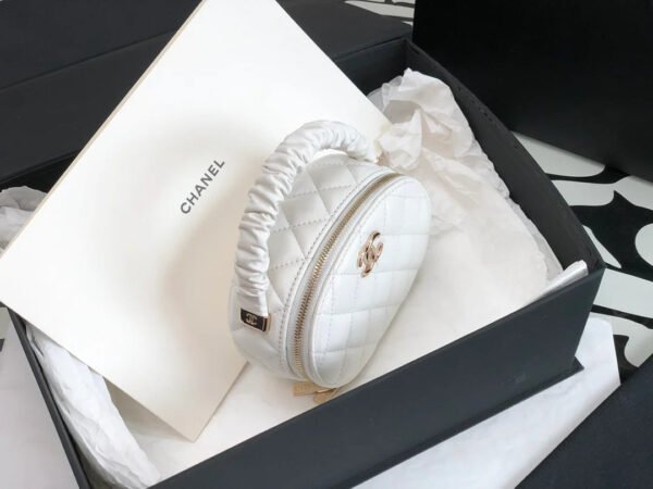 Chanel Vanity Case Shiny Gold White Bag For Women 9.5cm/3.7in