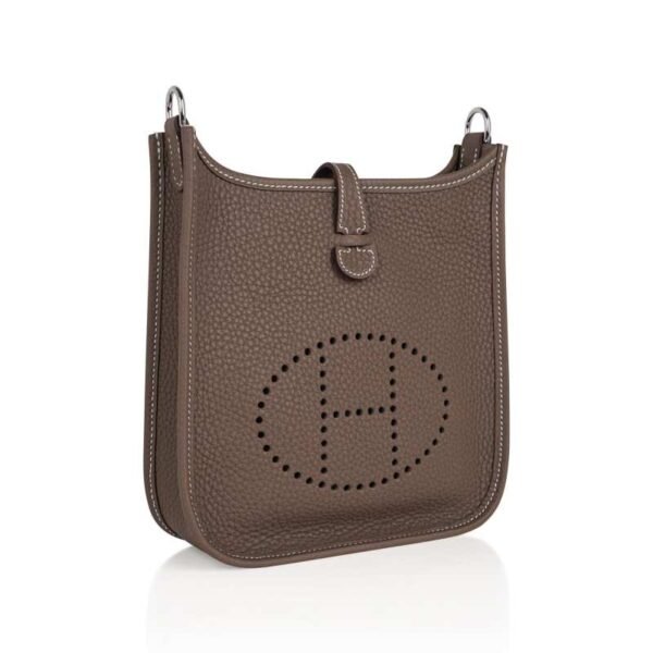 Mini Evelyne TPM Bag Etoupe Clemence Leather with Palladium Hardware
