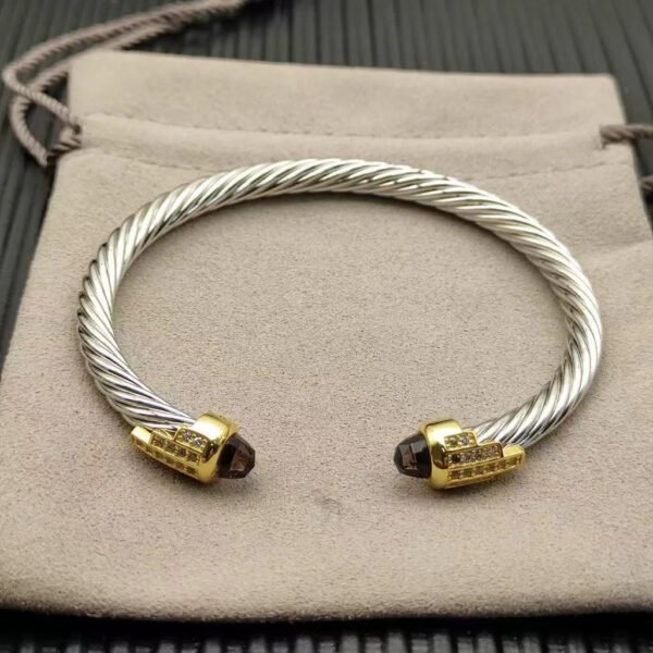 Cable Bracelet with Amethyst & Diamond Accents  5mm