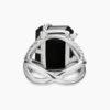 Cable Wrap Ring Sterling Silver with Black Onyx and Diamonds - 6