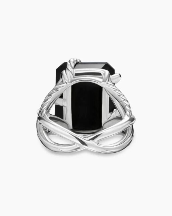Cable Wrap Ring Sterling Silver with Black Onyx and Diamonds - 6
