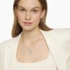 Initial Charm Necklace Sterling Silver with Diamond L